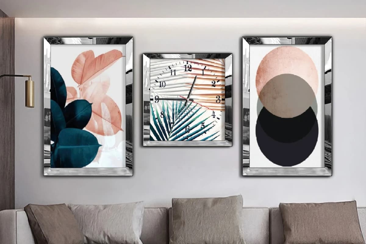 Zevahir Home 3'lü saatli pleksi duvar tablosu seti